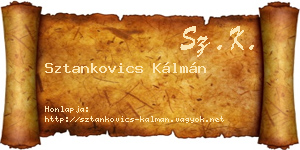 Sztankovics Kálmán névjegykártya